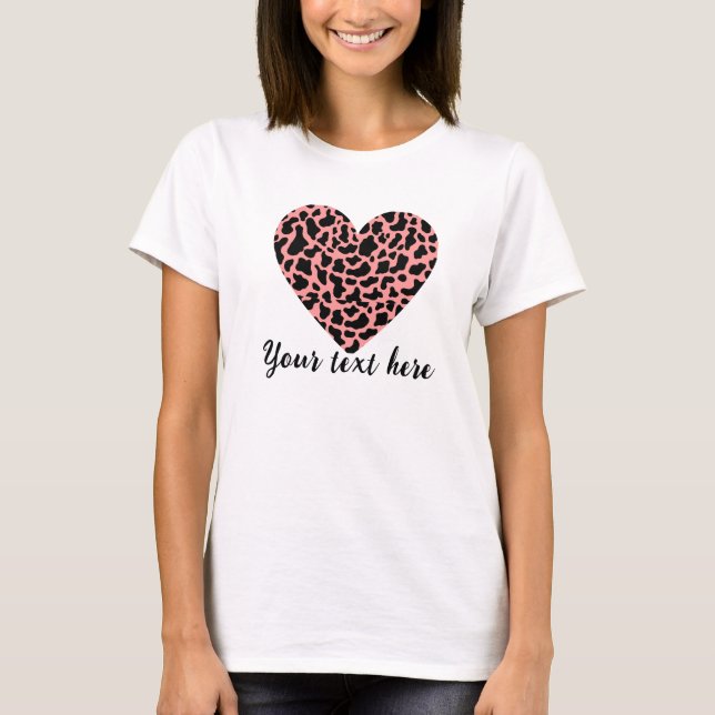 Alla hjärtans dag Djurtryck Heart T Shirt (Framsida)