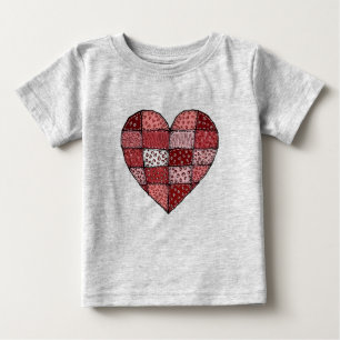 Alla hjärtans dag Doodle konststil patchwork hjärt T Shirt