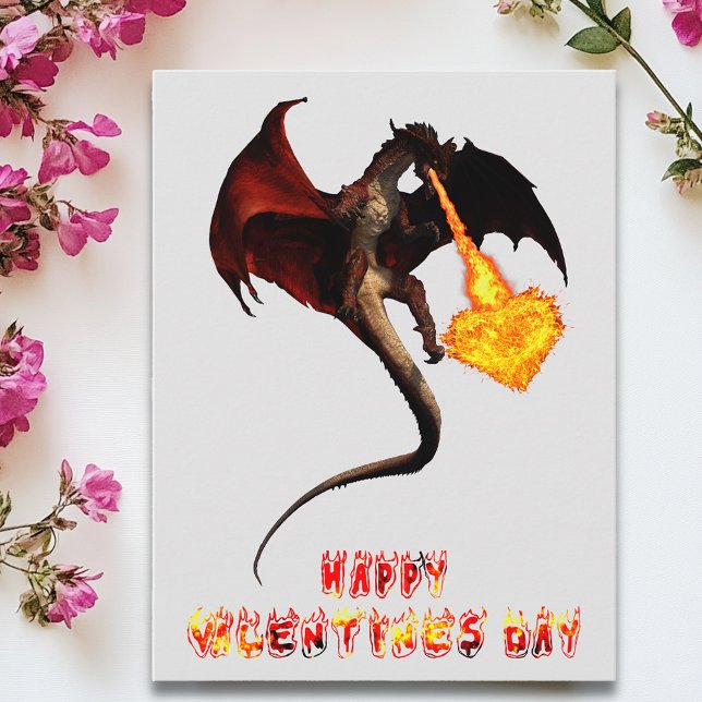 Alla hjärtans dag Dragon Flame Heart Vykort (Skapare uppladdad)
