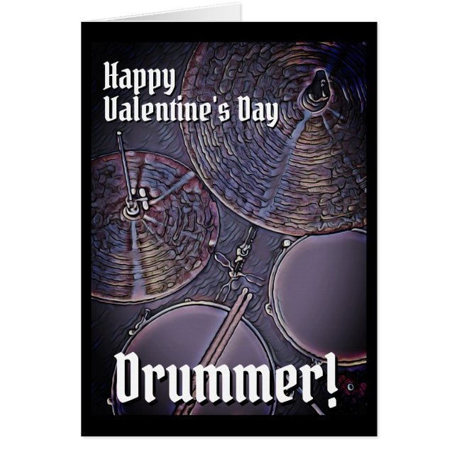 ALLA HJÄRTANS DAG DRUMMER Valentine Card Hälsningskort (Framsidan)