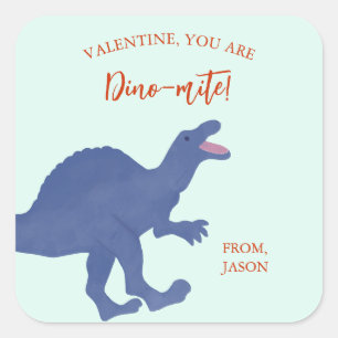 Alla hjärtans dag Du är Dino-mite Dinosaurie Fyrkantigt Klistermärke