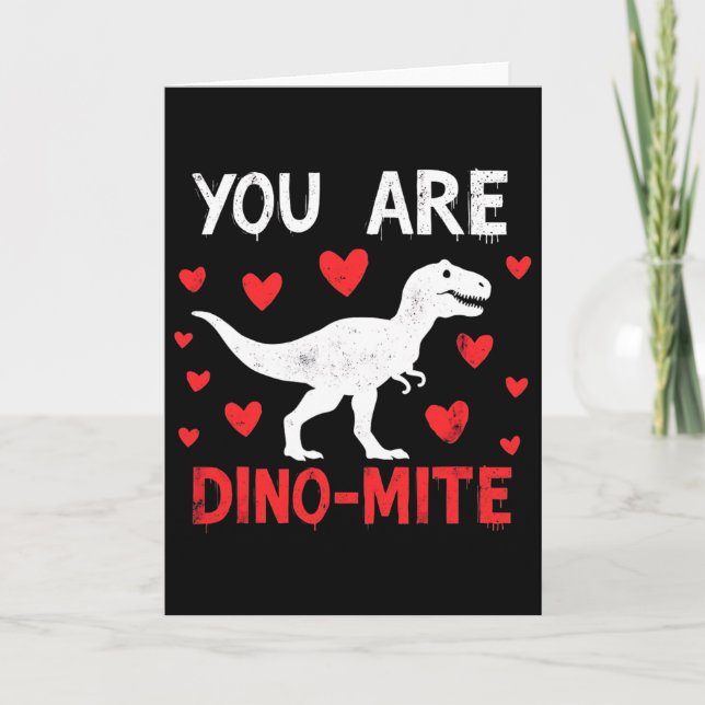 Alla hjärtans dag Du är Dino-mite Rollig Dinosauri Kort (Framsida)