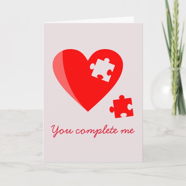 Alla hjärtans dag du fyller mig med Pussel Heart Helgkort (Framsida)