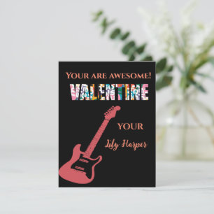 Alla hjärtans dag Du Rockar Röd Gitarr Barn Alla h Anteckningskort
