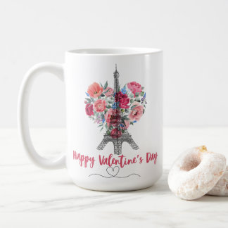 Alla hjärtans dag|Eiffel Torn|Blommor, hjärta Kaffemugg