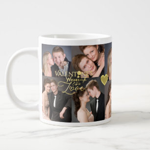 Alla hjärtans dag Elegant Guld Foto Collage Jumbo Mugg