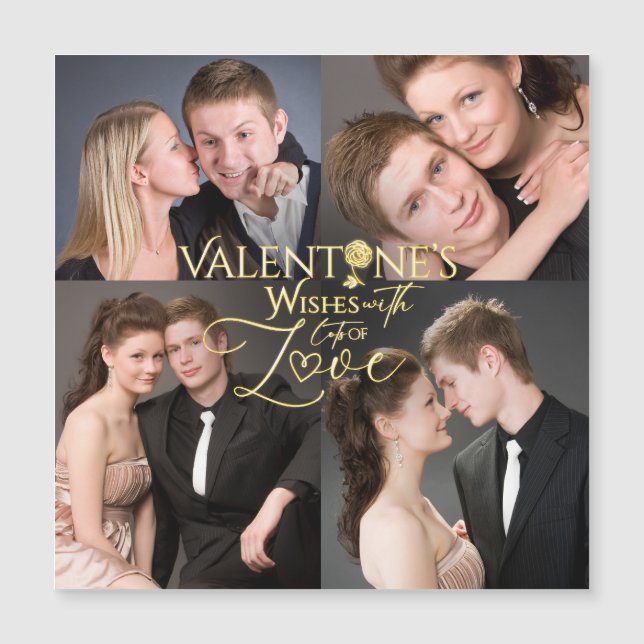 Alla hjärtans dag Elegant guld fotokollage (Framsida)