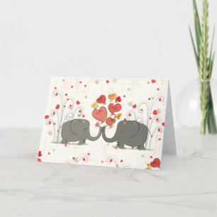 Alla hjärtans dag Elephants Helgkort