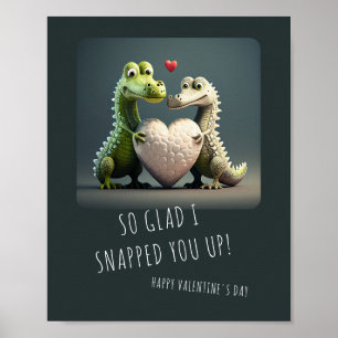 Alla hjärtans dag - en fin Alligator Crokodile Cou Poster