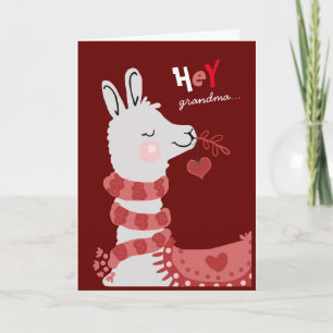 Alla hjärtans dag en hel Llama Kärlek Grandma Helgkort