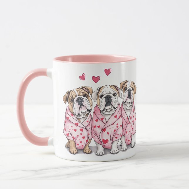 Alla hjärtans dag Engelsk Bulldog Mugg (Vänster)