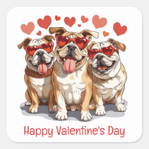 Alla hjärtans dag English Bulldog Fyrkantigt Klistermärke