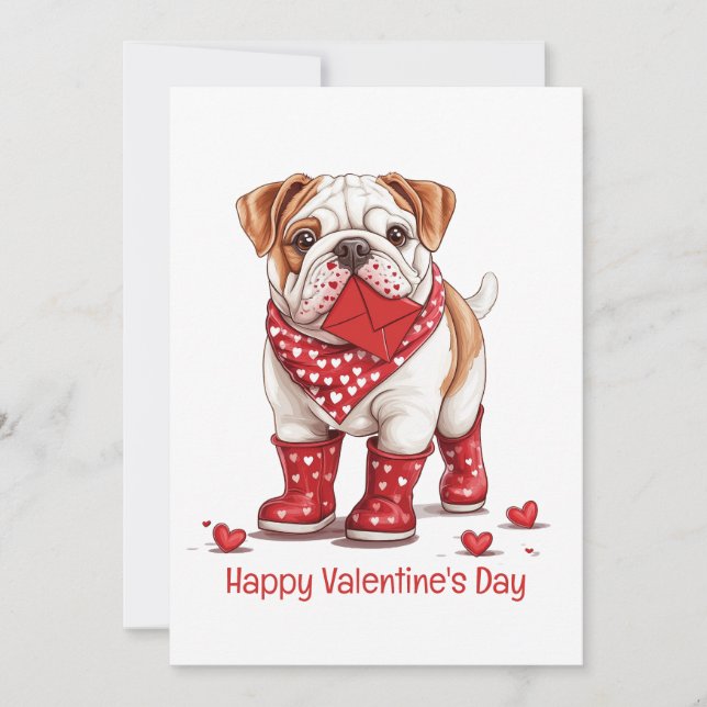 Alla hjärtans dag English Bulldog Julkort (Framsida)