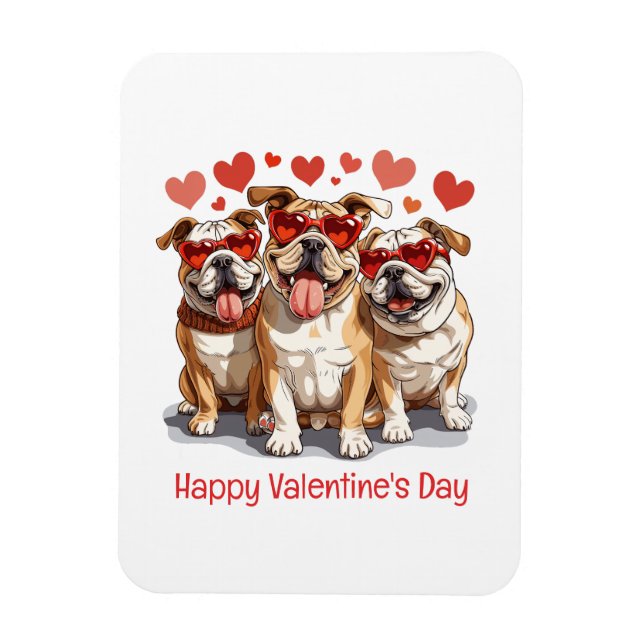 Alla hjärtans dag English Bulldog Magnet (Vertikal)
