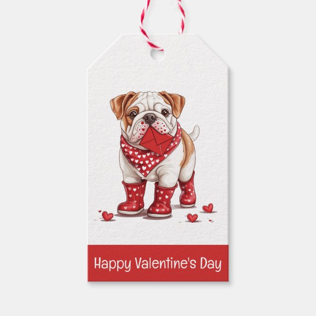 Alla hjärtans dag English Bulldog Presentetikett (Framsidan)