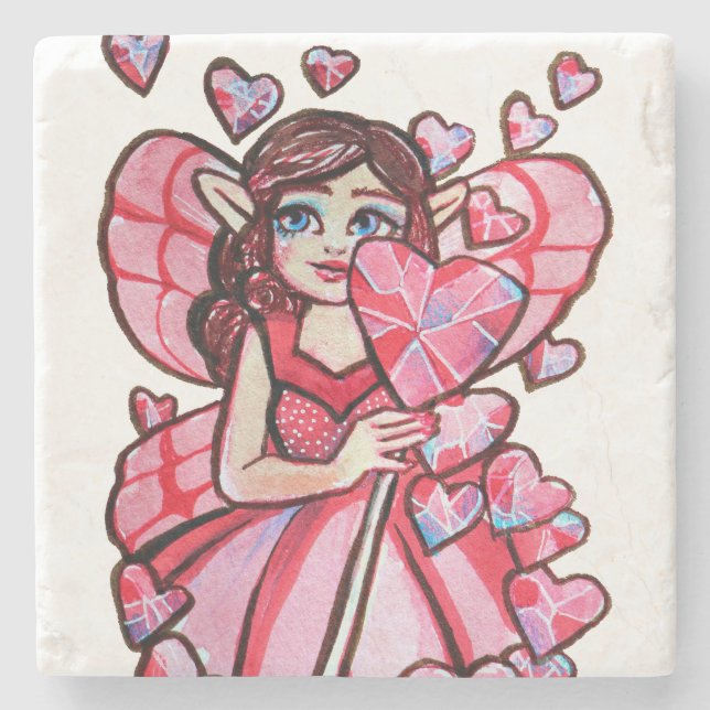 Alla hjärtans dag Fairy Stenunderlägg (Framsidan)