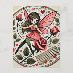Alla hjärtans dag Fairy Valentine Vykort