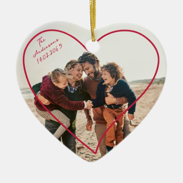 Alla hjärtans dag Familj Foto Heart Ornament (Framsidan)