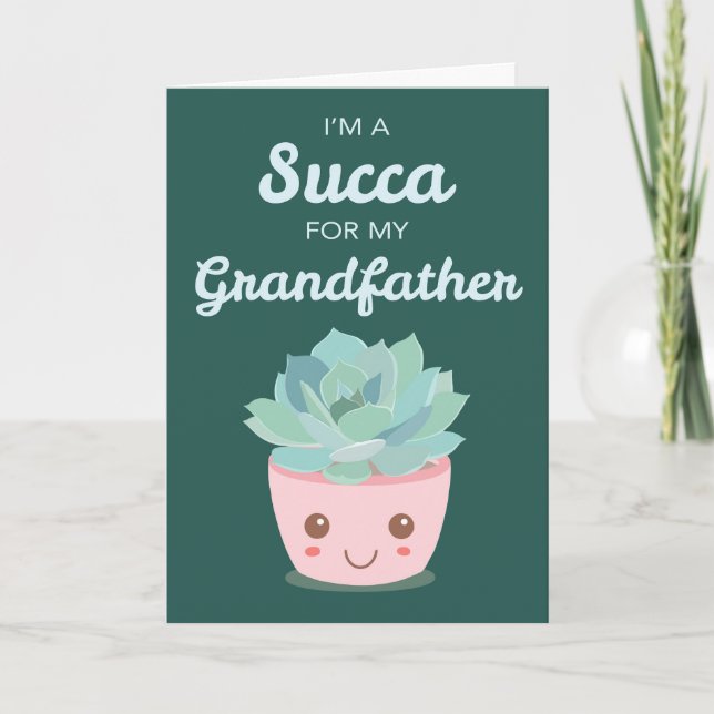 Alla hjärtans dag Farfar med Kawaii Sukkulent Kort (Framsida)