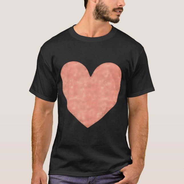 Alla hjärtans dag Faux Ro Guld Heart T Shirt (Framsida)