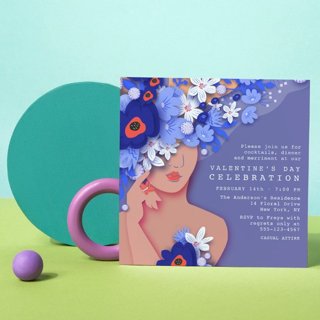 Alla hjärtans dag Firande Modern Girly Blommigt Inbjudningar (Skapare uppladdad)