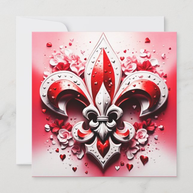 Alla hjärtans dag Fleur De Lis Inbjudningar (Framsida)