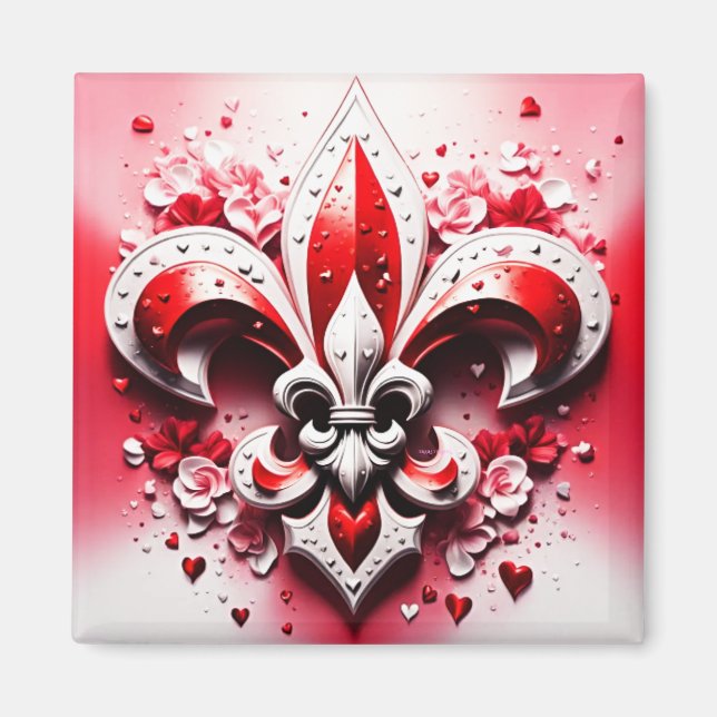 Alla hjärtans dag Fleur De Lis Magnet (Framsidan)
