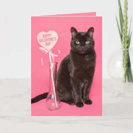 Alla hjärtans dag för alla Cute Black Cat Helgkort