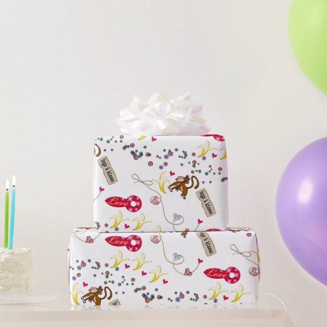 Alla hjärtans dag för att kasta Pappra apan Banana Presentpapper (Festgåvor)