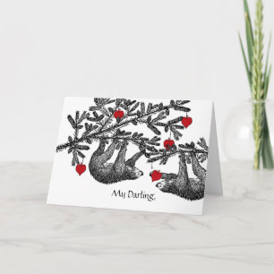 Alla hjärtans dag för frun Sloths and Hearts Kort