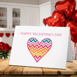 Alla hjärtans dag för honom - Chevronhjärta Rosa k Kort