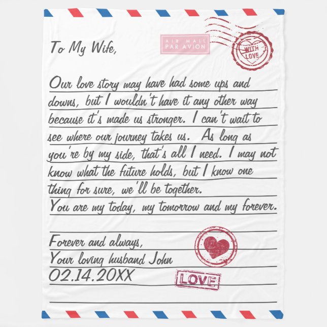 Alla hjärtans dag för Romantiska Kärlek Brev Fleecefilt (Framsidan)