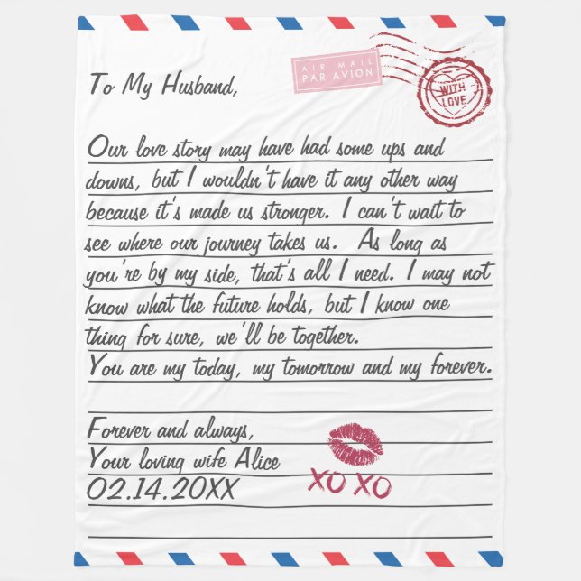 Alla hjärtans dag för Romantiska Kärlek Brev Fleecefilt (Framsidan)