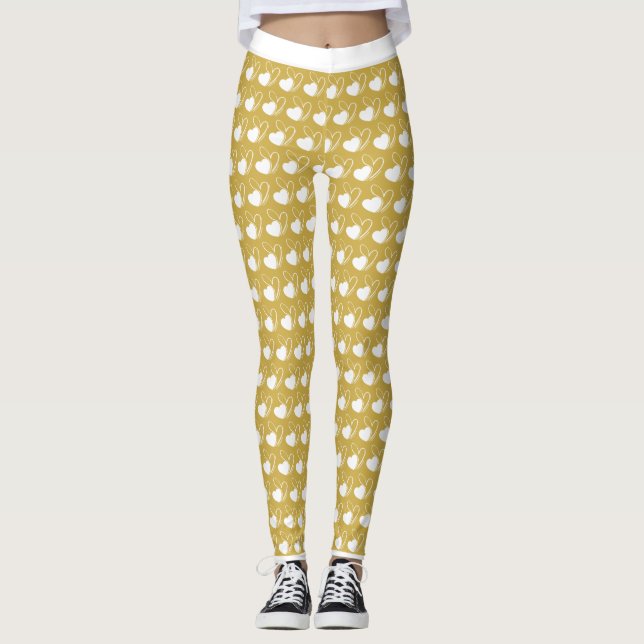 Alla hjärtans dag förvrängda lutade hjärtan leggings (Framsida)