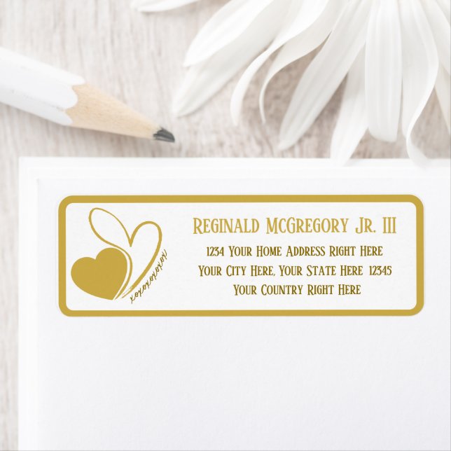 Alla hjärtans dag förvrängda lutade hjärter Adress Returadress Etikett (Insitu)