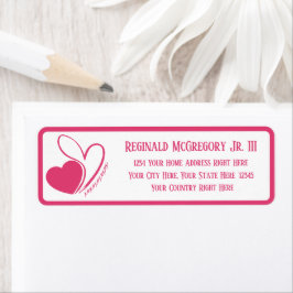 Alla hjärtans dag förvrängda lutade hjärter Adress Returadress Etikett
