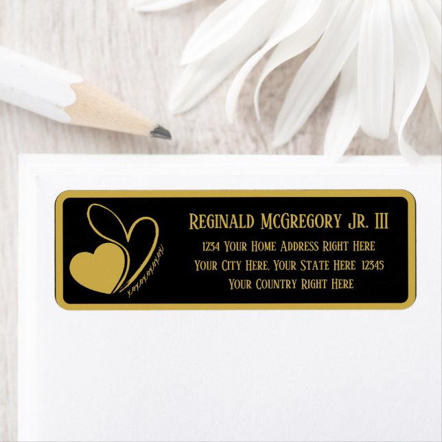Alla hjärtans dag förvrängda lutade hjärter Adress Returadress Etikett (Insitu)