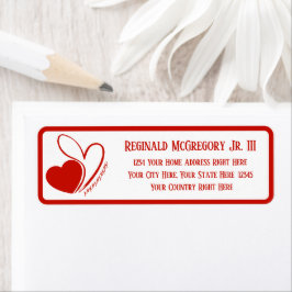 Alla hjärtans dag förvrängda lutade hjärter Adress Returadress Etikett