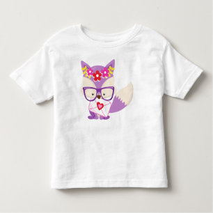 Alla hjärtans dag Fox, Lila Fox, Glass, Hjärter T Shirt