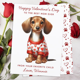 Alla hjärtans dag från Hund Cute Dachshund Julkort