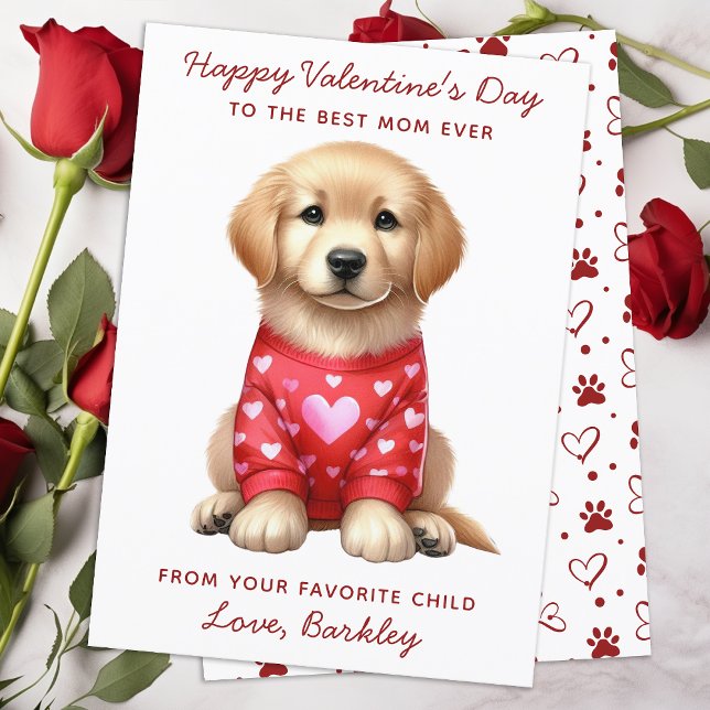Alla hjärtans dag från Hund Golden Retriever Julkort (Skapare uppladdad)