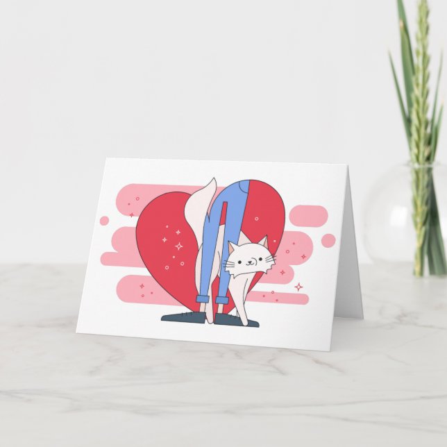 Alla hjärtans dag från katten, 1950 tecknader katt helgkort (Framsida)