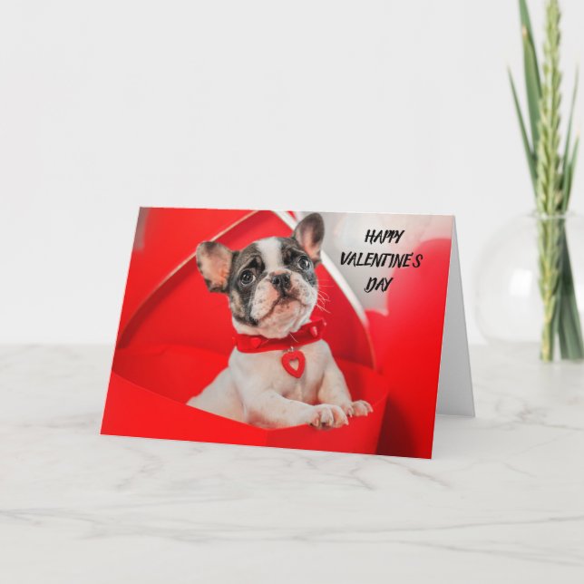 Alla hjärtans dag Fransk Bulldog Helgkort (Framsida)