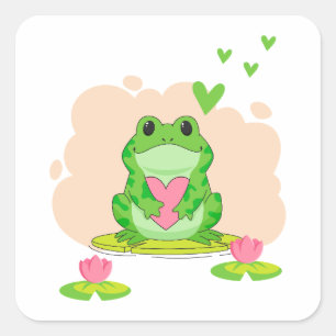 Alla hjärtans dag Frog Fyrkantigt Klistermärke