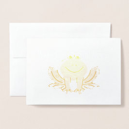 Alla hjärtans dag Frog på guldblomma, Hoppy Frog Folierat Kort