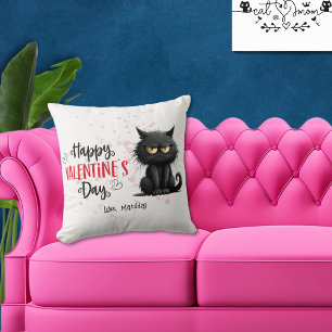 Alla hjärtans dag Funny Black Cat Kudde