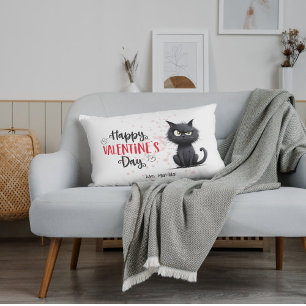 Alla hjärtans dag Funny Pun Black Cat Prydnadskudde