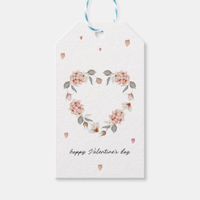 Alla hjärtans dag ger Märkre med Blommigt Heart Presentetikett (Framsidan)