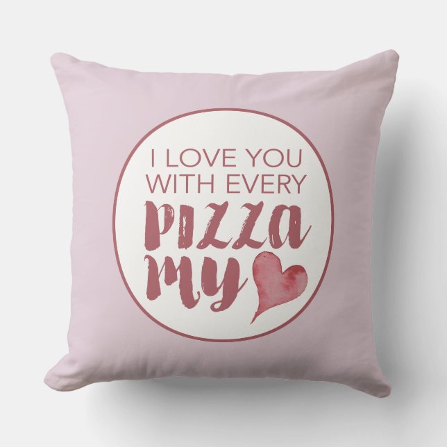 Alla hjärtans dag ger Pizza mitt hjärta Dekorativ  Kudde (Framsida)