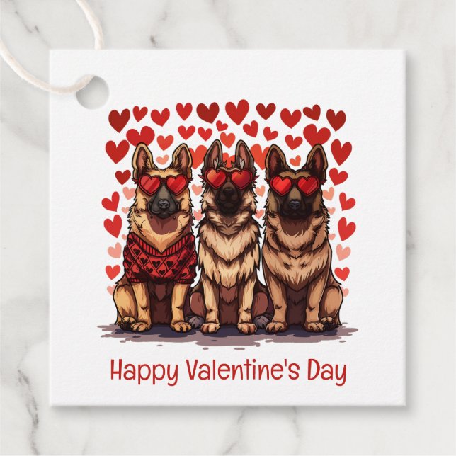 Alla hjärtans dag German Shepherd Hundar Gåvor Etiketter (Framsida)